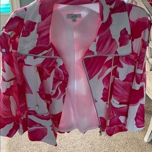 Pink and white floral crop jacket